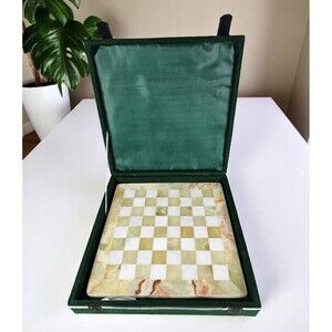 12" Marble Chess Board, velvet box, stone chess board, Fathers Day Gift for him